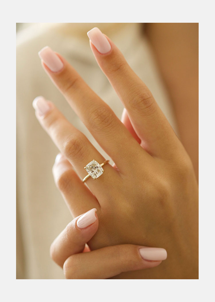 14K White Gold 3.12ct White Pink Cushion Diamond Halo Engagement Ring Certified 