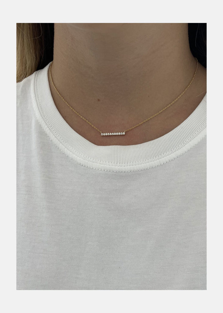 pave bar necklace